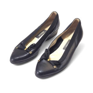 Bally Vintage Flats Black Bow Detail Size 6.5M Quiet Luxury Minimalist